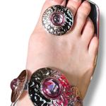 Katy Perry  Collections Metallic Silver Sandals Pink canoe stone square toe 10/40 Photo 4