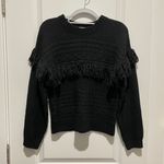 Black Fringe tassel round neck knit pullover sweater Photo 0