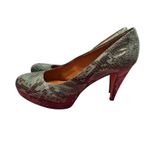Buffalo London Teal Black Embossed Snakeskin Platform Heels Pumps Size 10 Green Photo 2