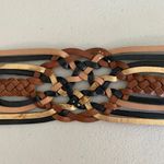 Fossil  Tricolor Brown Black Gold Braided Leather O-Ring Silver Buckle Belt Small Photo 2