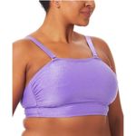 California Waves  NWT Shimmery Metallic Bandeau Bikini Top Purple Plus Size 16 Photo 1