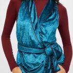 Free People INTIMATELY Wrap Top "Late Night" Sleeveless Velvet Size S Photo 0