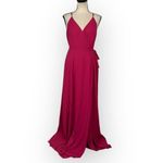 WAYF The Angelina Slit Wrap Maxi Gown Women's Small Pink Sleeveless Side Tie NWT Photo 1