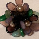 Vintage MCM 1950s West Germany Demi Parure Purple Green Glass Floral Screw Back Photo 4