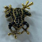 Frog Pin Brooch Gold Tone Metal Green Rhinestones Fashion Jewelry Photo 9