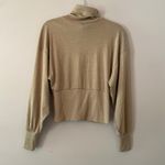 We The Free  Cream Tan Shimmer Turtleneck Mockneck Sweater Pullover Women size XS Photo 6
