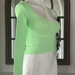 Free People Meg Rib Long Sleeve Cropped Top, Light Green, Size M/L New w/o Tag Photo 3