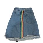 Sans Souci Denim Skirt Denim Skirt Mini skirt rainbow stripe on side 90s vibes Photo 2