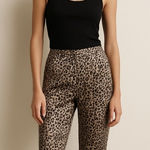 Theory  100% Silk Cheetah Leopard Trouser Pants Cuff Hem 6 Photo 0