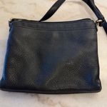 Michael Kors Black Leather Crossbody Bag MK Logo Gold Tone Adjustable Strap Photo 4