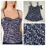 Island Escape Women's Bella Floral Tahiti Navy Tankini Swimsuit Swim Top 8 NEW Blue Photo 1