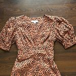 Love, Whit by Whitney Port Leopard Print Button Down Puff Sleeve Dress Medium Tan Photo 4