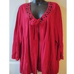 Lane Bryant NWT Women’s Red Tunic Cardigan jacket Embellished Neck size 26/28 Photo 0