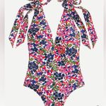 J.Crew Tie-Shoulder One-Piece Swimsuit in Watermark Floral Print Size 2 Photo 0