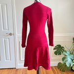 Sandro  Red Knit Long Sleeve Holiday Midi Dress Christmas size Medium Photo 3