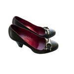 Burberry Pumps Women Designer Heels Gold Buckle Olive Green Leather 39.5/8.5 Photo 3