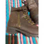 Unbound Womens Brown Lace Up Side Zip Ankle Boots Size 7 Photo 1