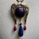 Art Deco Vintage Regal Gold Colored Kissing Peacock Birds Dangle Brooch Pin Photo 4