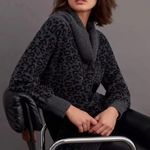 Anthropologie Emmy Cowl Neck Sweater Long Sleeve Cheetah Gray Black Cozy Size S Photo 5