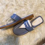 Lands' End Blue & White Dressy Flip Flop Sandals Photo 1