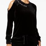 Material Girl Black Velour Cold Shoulder Top Photo 0