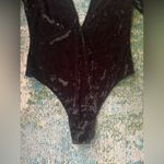 Victoria's Secret Victoria’s Secret velour long sleeve plunge open back thong bodysuit, size M/L Photo 4