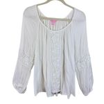 Lilly Pulitzer  Briony White Resort Lace Trim Long Sleeve Lightweight Blouse XL Photo 1