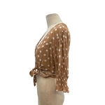 Tularosa Nanette Blouse Latte Beige Polka Dot Crop Tie Wrap Size Medium Photo 9