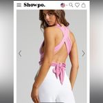 Nwot showpo Australia wrap around pink ribbed bodysuit 6 70$ boho revolve spring Photo 3