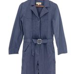 NILI LOTAN Marie Belted Cotton Jumpsuit Blue Size XS Photo 3