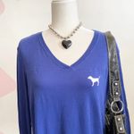 Victoria’s‎ Secret PINK Blue Campus Logo Long Sleeve Top Y2K 2000s 2014 Small Photo 1