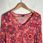 Torrid  Red Rayon Slub Tie-Front Top with oriental floral print size 2X Photo 3