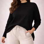 Frank & Eileen  Black Effie Funnel Neck Capelet Sweatshirt Photo 0
