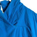 Line and Dot Blue Ruffle Cap Sleeve Mock Neck A-Line Poplin Mini Dress Size Large Photo 7