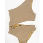 Beach Riot Swimsuit Size Medium Celine One Shoulder Cutout One Piece Gold NWOT Photo 3