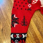 Vintage Michelle Stuart Hand Knit Christmas Reindeer Sweater Mohair Wool Large Red Photo 4