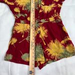 Free People  Malibu Red Palm Print Button Down‎ Romper Women's Size S Photo 5