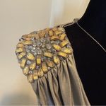 Cache  Sexy Stretch Gold Shimmer Drapey Bejeweled Cocktail Vintage Dress 6 Photo 2