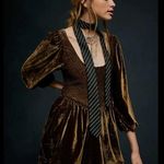 Free People NWOT Farrier Velvet Mini Dress Olive Green Photo 2