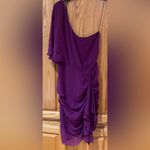 Alice + Olivia Marcia One-Shoulder Rouched Silk Coctail Dress Purple Size 6 Photo 7