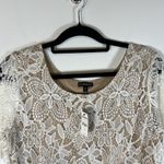 EXPRESS  Women's Floral Scalloped Lace Cropped Blouse Size Large NWT Romantic Photo 1
