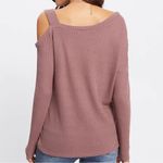 SheIn  Dusty Rose Pink Waffle Knit Asymmetrical Neck Side Slit Top Photo 2