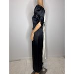 American Vintage 1980s Black Satin Evening Gown with Ivory Statement Bow unbranded small- medium Photo 9
