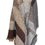 Fashion Scarf Brown Cream Soft Acrylic Wrap Scarf Asymmetrical Stripes OS Photo 0