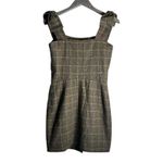 Plaid Dress with Buttons and Bow Strap by Sorry, Too Much Love Brown Photo 2