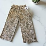 Nine West Women's Pull On Wide Leg Drawstrings Warm Taupe-Tan Leaves Size L Photo 0