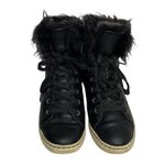 UGG Womens  Shoes Croft Fur Boot High Top Lace Up Sneakers Black Leather Size 5.5 Photo 8