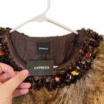 EXPRESS NEW faux fur vest embellished jeweled neckline size LARGE Photo 1