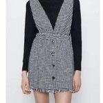 ZARA  Black White Tweed Button Front Sleeveless Pinafore Vest Mini Dress Size S Photo 0
