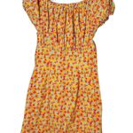CAROLINE CONSTAS Orange Floral Calla Ruched Puff Sleeve Mini Dress Size Medium Photo 4